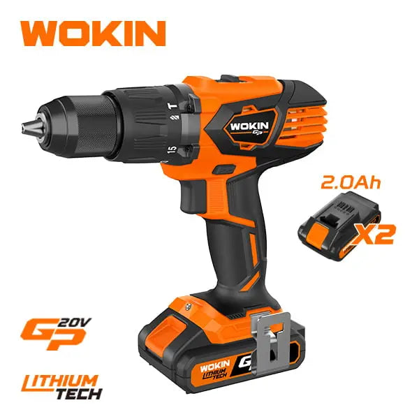 Klopboor-/schroefmachine gp20v Wokin Volt 20x2 ah 2.0 + accessoires + koffer Top-Tools.nl
