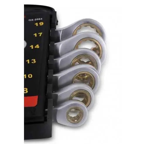 Onex 6 delige Steek–Ringratelset - 8 mm t/m 19 mm