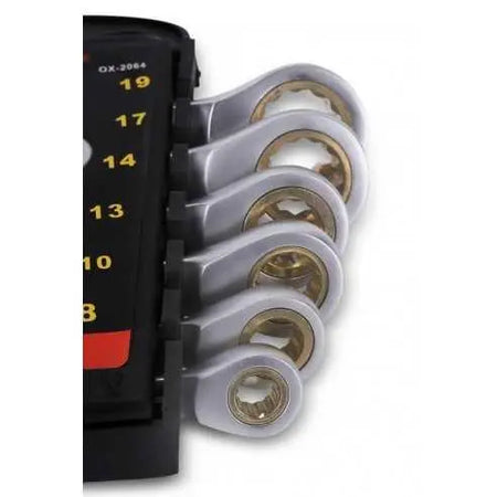 Onex 6 delige Steek–Ringratelset - 8 mm t/m 19 mm