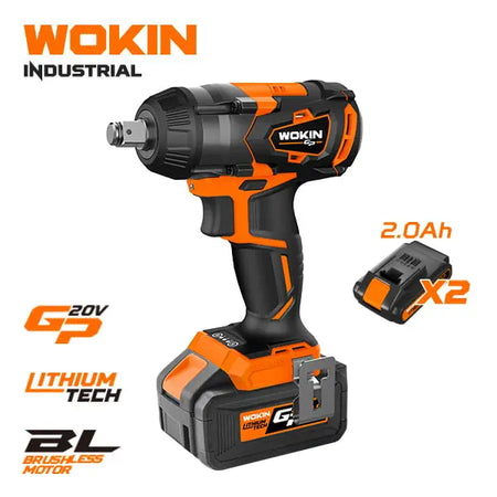 Wokin Slagmoersleutel Li-ion accu 20V koolborstelloos met 2 accu's een lader en een gereedschapstas Top-Tools.nl