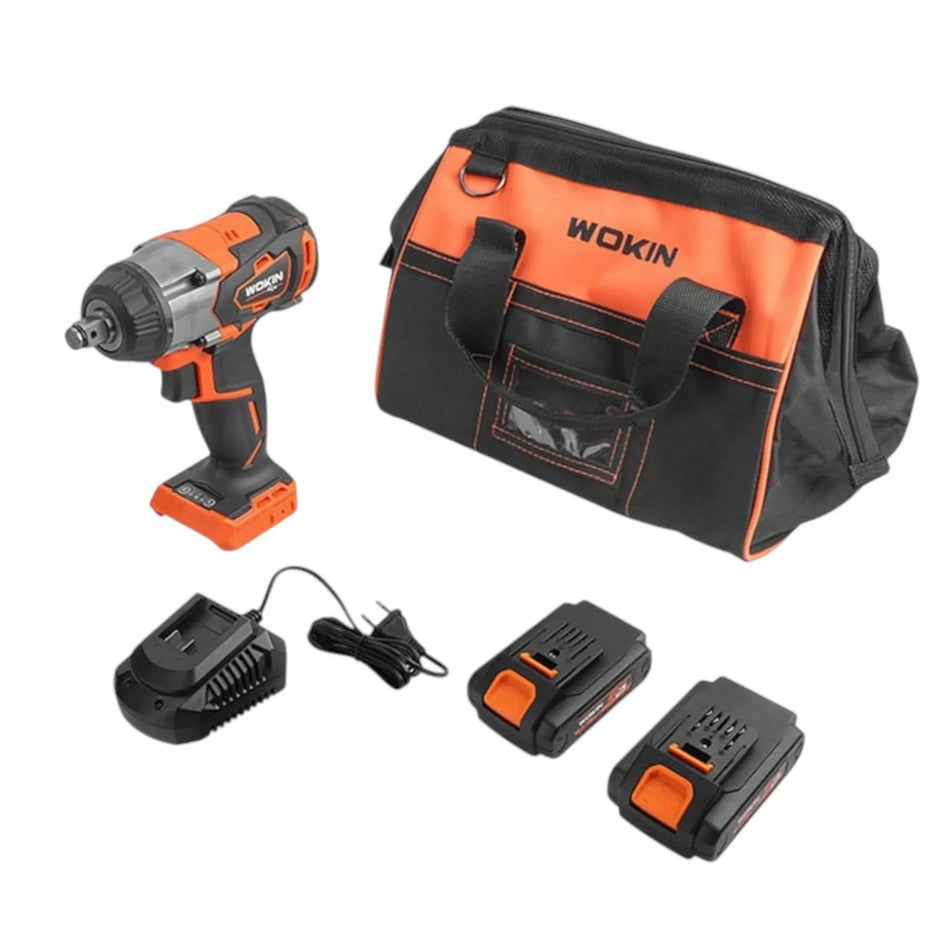 Wokin Slagmoersleutel Li-ion accu 20V koolborstelloos met 2 accu's een lader en een gereedschapstas Top-Tools.nl